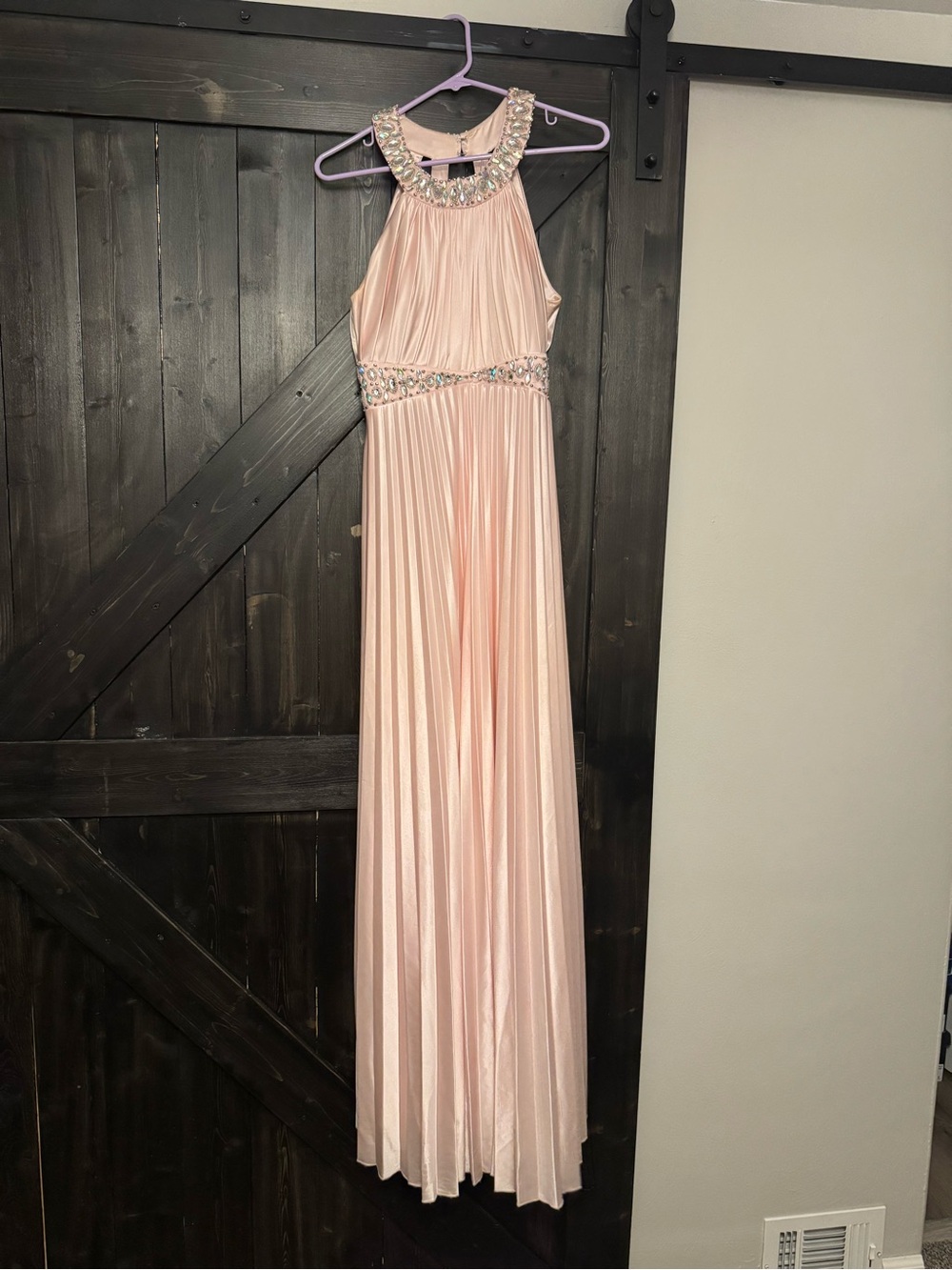Sequin Hearts Soft Blush Satin Dress